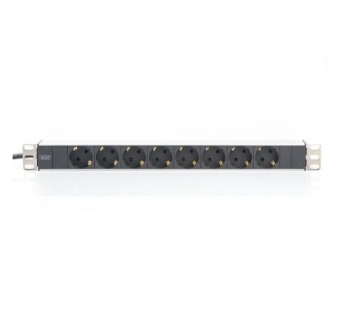 Силовий блок 1U, 8xSchuko, 16A, 250V, вилка Schuko Zpas (DN-95401)