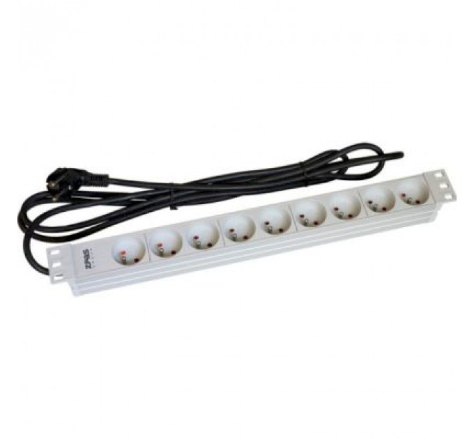 Силовий блок 19" 1U, 9хShuko, вилка Shuko Zpas (WZ-LZI30-09-SU-000)