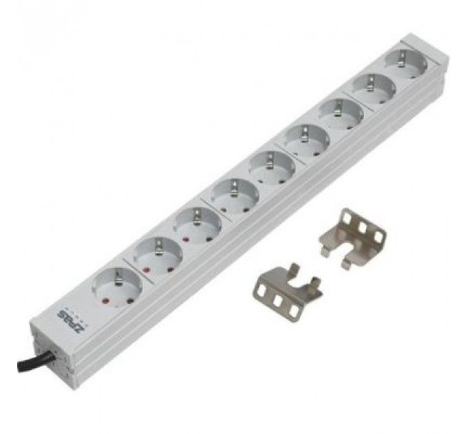 Силовий блок 19" 1U, 9хShuko, вилка С14 Zpas (W-LZ30-09-SU-000-K)