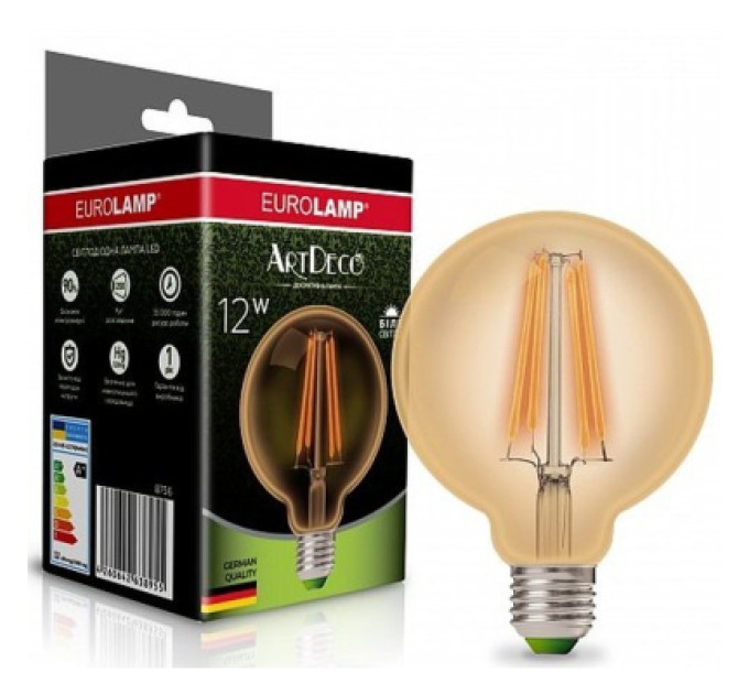 Eurolamp Лампочка Eurolamp G95 12W E27 4000K (LED-G95-12274(Amber))