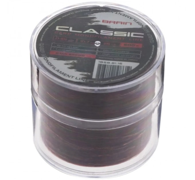 Brain Волосінь Brain Classic Carp Line (dark brown) 600m 0.35mm 25lb 10.7kg (1858.81.16)