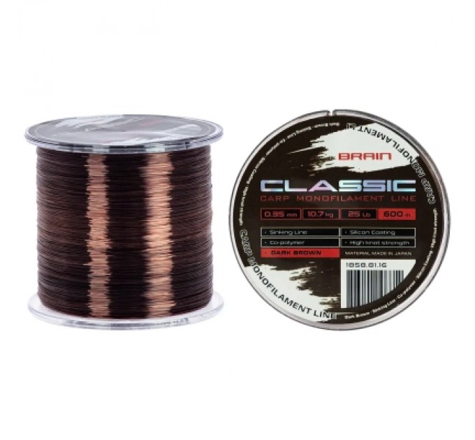 Brain Волосінь Brain Classic Carp Line (dark brown) 600m 0.35mm 25lb 10.7kg (1858.81.16)