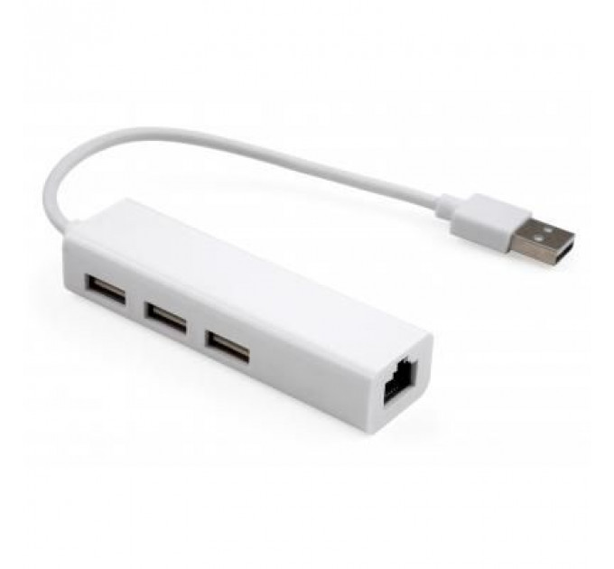 Концентратор Vinga 3xUSB2.0 + RJ45 100Mbps (VCP2H3USB2LANWH)
