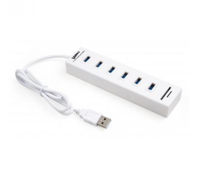 Концентратор Vinga 6xUSB2.0 + card-reader with switch (VCP2H6USBCRSWWH)