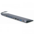 Cablexpert Концентратор Cablexpert USB-C 9-in-1 (Hub/HDMI/VGA/PD/card-reader/lan/audio) (A-CM-COMBO9-01)