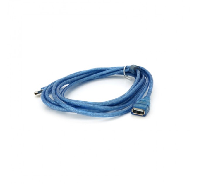 Voltronic Дата кабель USB 2.0 AM/AF 3.0m ferrite transparent blue Voltronic (YT-AM/AF-3.0TBL)