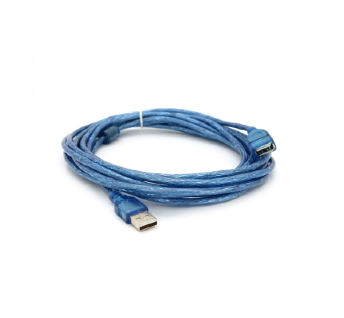 Voltronic Дата кабель USB 2.0 AM/AF 5.0m ferrite transparent blue Voltronic (YT-AM/AF-5.0TBL)