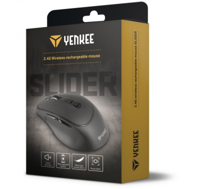 YENKEE Мишка YENKEE YMS 2080GY Slider Wireless Black (45019322)