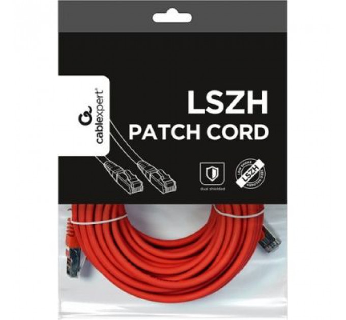 Патч-корд 15м S/FTP Cat 6A CU LSZH red Cablexpert (PP6A-LSZHCU-R-15M)