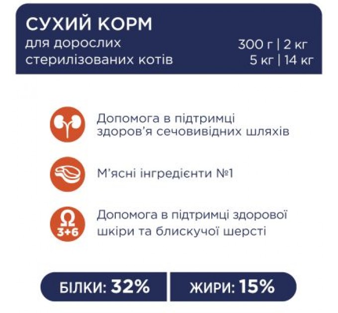 Club 4 Paws Сухий корм для кішок Club 4 Paws Преміум. Для стерилізованих 14 кг (4820083909665)