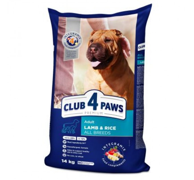 Club 4 Paws Сухий корм для собак Club 4 Paws Преміум. Ягня і рис 14 кг (4820083909573)