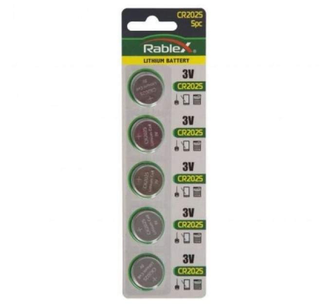 Rablex Батарейка Rablex CR2025, 3В, 5 шт