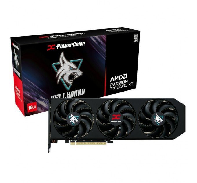 PowerColor Відеокарта AMD Radeon RX 9060 XT 16GB GDDR6 Hellhound PowerColor (RX9060XT 16G-L/OC)