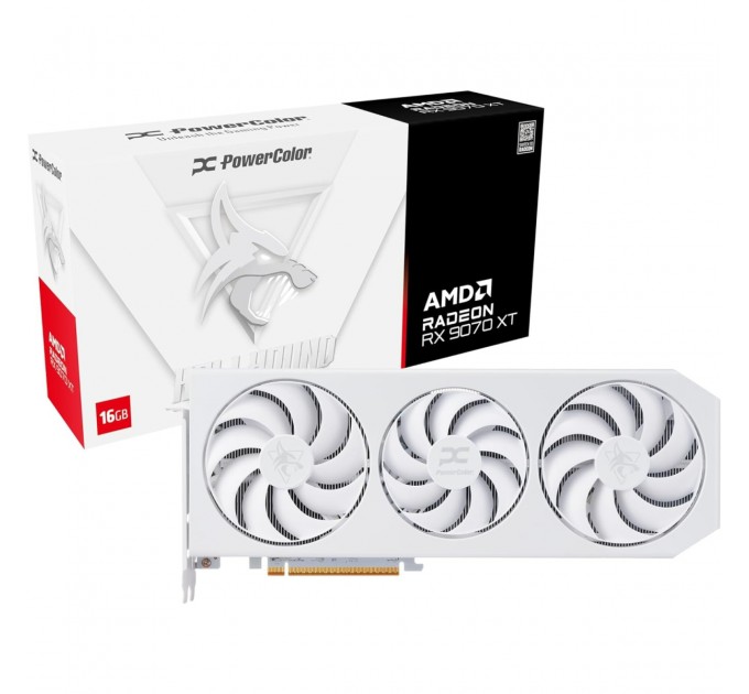 PowerColor Відеокарта AMD Radeon RX 9070 XT 16GB GDDR6 Hellhound Spectral White PowerColor (RX9070XT 16G-L/OC/WHITE)