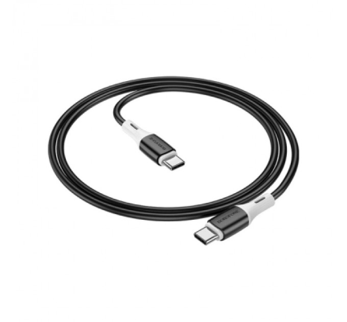 BOROFONE Дата кабель USB-C to USB-C 1.0m 3A 60W silicone black BOROFONE (6974443384802)