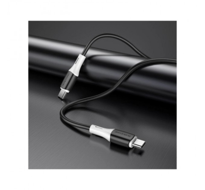 BOROFONE Дата кабель USB-C to USB-C 1.0m 3A 60W silicone black BOROFONE (6974443384802)