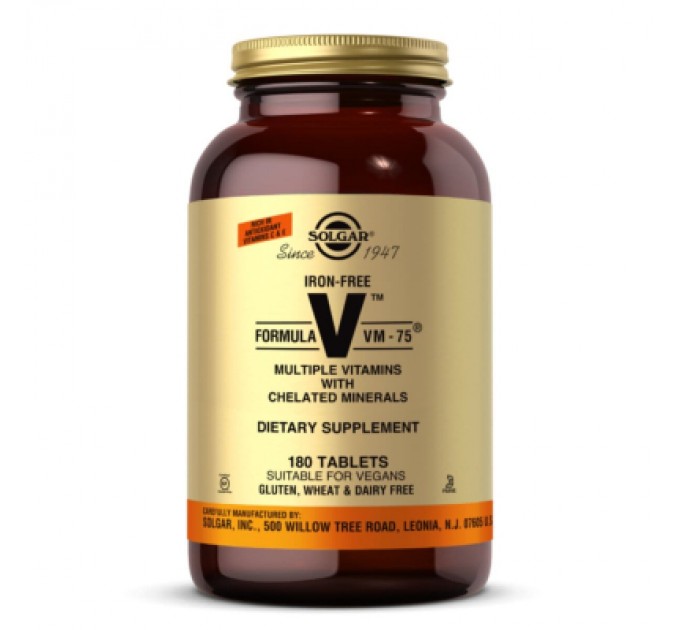 Solgar Мультивітамін Solgar Мультивітаміни без заліза, формула VM-75, Iron-Free Formula (SOL-01153)