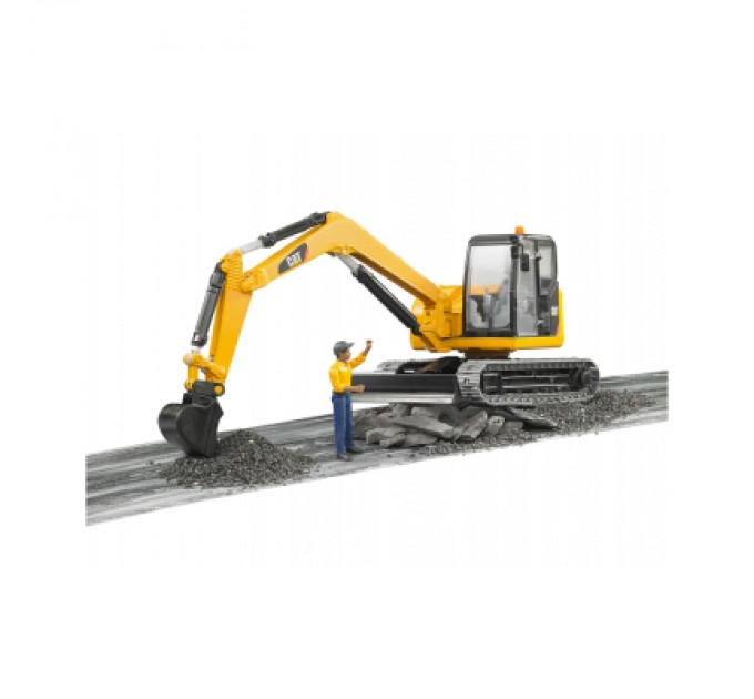 Bruder Спецтехніка Bruder Міні-екскаватор Cat з будівельником 1:16 (02466)