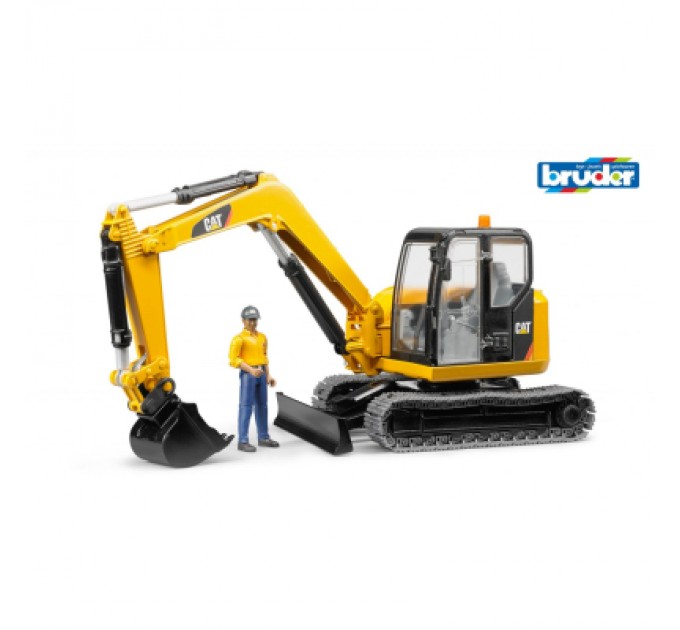 Bruder Спецтехніка Bruder Міні-екскаватор Cat з будівельником 1:16 (02466)