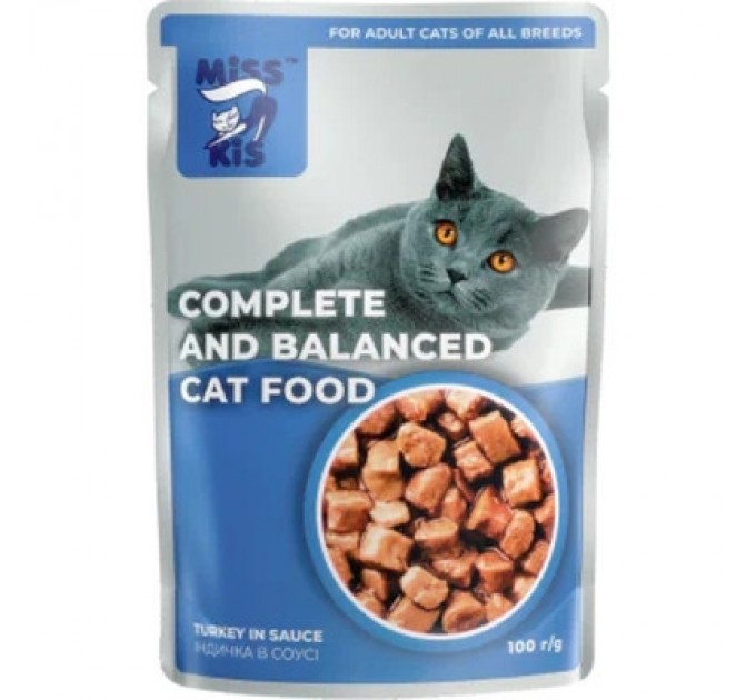 Mis Kiss Вологий корм для кішок Mis Kiss з індичкою в соусі 100 г (4820164440162/4820111141487)