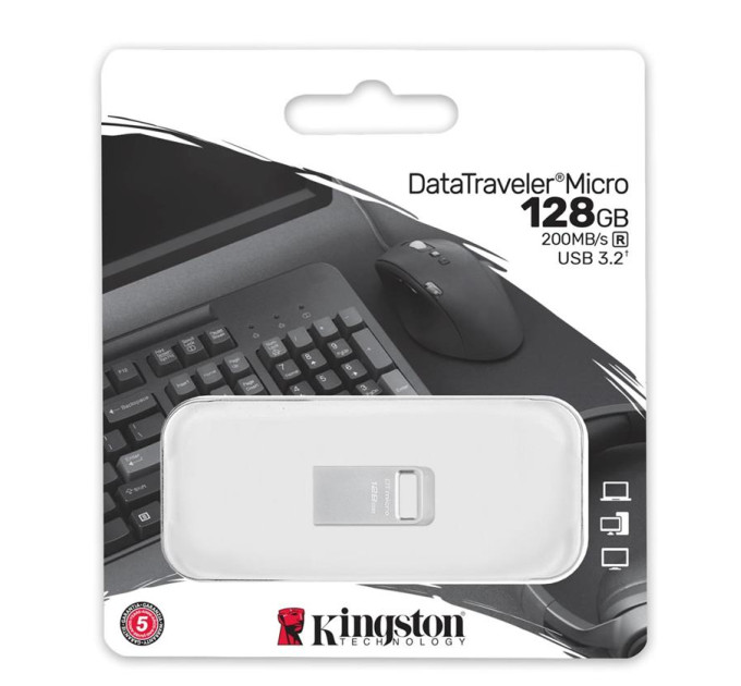 Kingston USB флеш накопичувач Kingston 128GB DataTraveler Micro USB 3.2 (DTMC3G2/128GB)