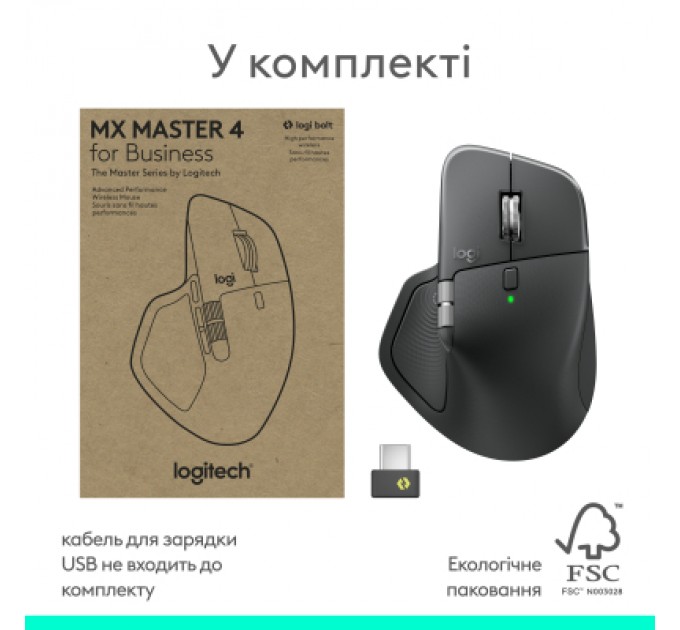 Logitech Мишка Logitech MX Master 4 for Business Wireless/Bluetooth Graphite (910-007617)
