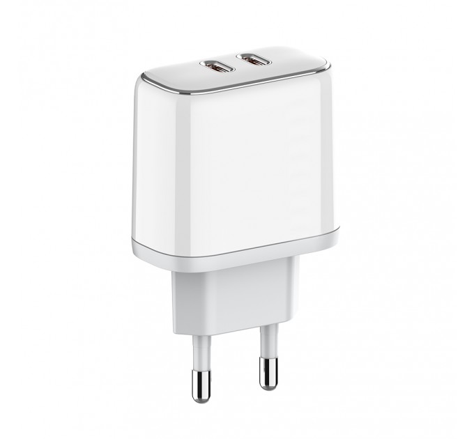 ColorWay Мережевий зарядний пристрій ColorWay Power Delivery Port PPS USB (Type-C PD + Type-C PD) (40W) White (CW-CHS048PD-WT)