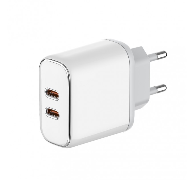 ColorWay Мережевий зарядний пристрій ColorWay Power Delivery Port PPS USB (Type-C PD + Type-C PD) (40W) White (CW-CHS048PD-WT)