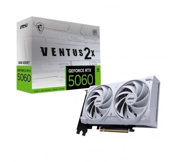 MSI Відеокарта GF RTX 5060 8GB GDDR7 Ventus 2X OC White MSI (GeForce RTX 5060 8G VENTUS 2X OC WHITE)