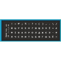 Наклейка на клавіатуру BestKey мініатюрна непрозора чорна, 56, білий (BKm4WHI/045)