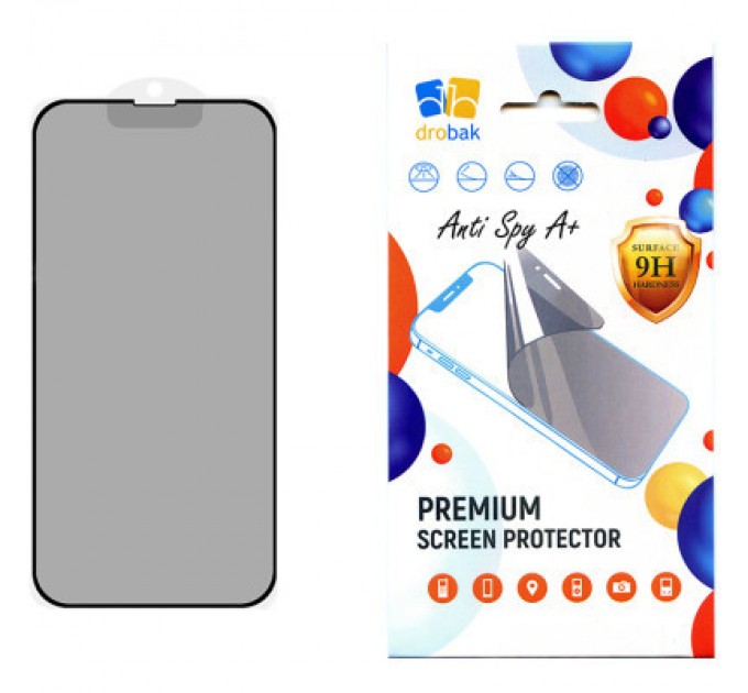 Drobak Скло захисне Drobak Anty Spy Apple iPhone 15 Pro (Black) (292934)
