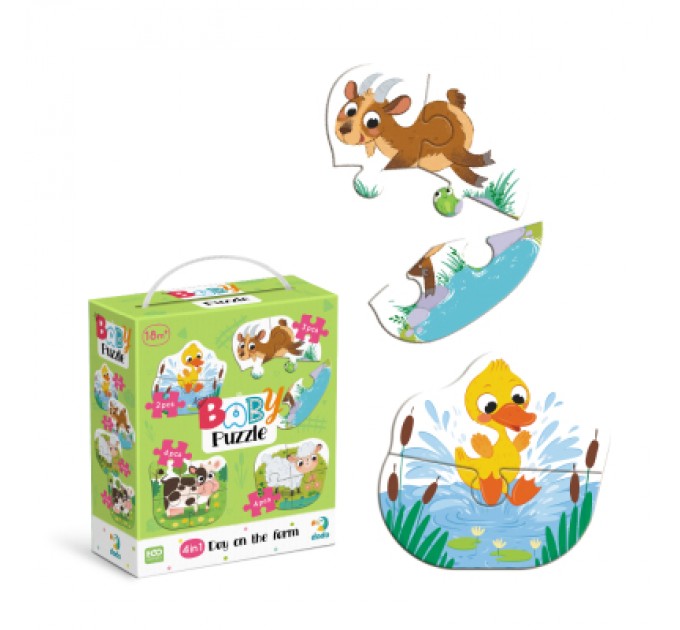 DoDo Пазл DoDo 4 в 1 Baby puzzle. День на фермі (300687)