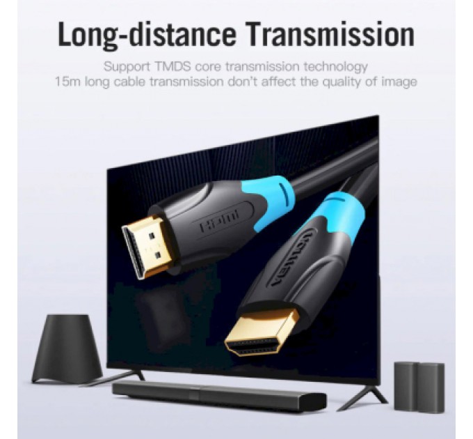 Vention Кабель мультимедійний HDMI to HDMI 5.0m V2.0 4K 60Hz PVC Vention (AACBJ)
