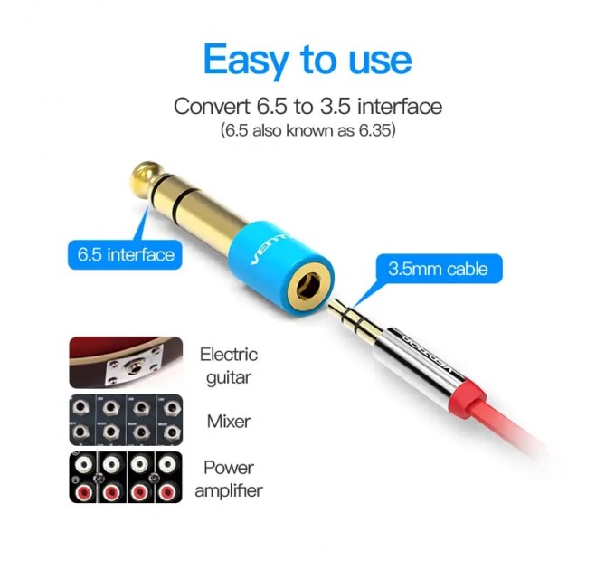 Vention Адаптер Vention Audio 6.35 мм - 3.5 мм (M/F) (VAB-S01-L)