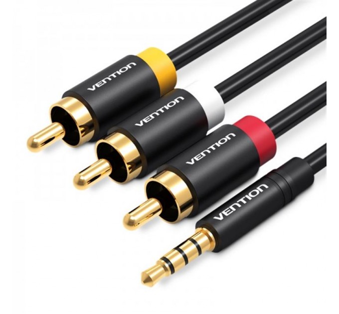 Vention Кабель Vention 3.5 мм - 3хRCA (M/M), 1.5 м, Black (VAB-R07-B150)