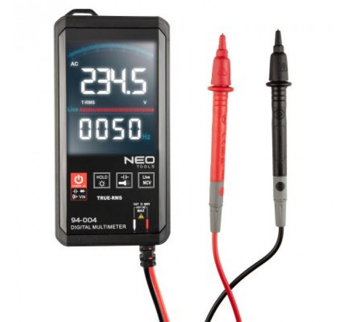 Цифровий мультиметр Neo Tools 0-600V, рідкокристалічний дисплей з підсвіткою, сенсорный (94-004)