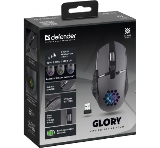 Defender Мишка Defender Glory GM-514 LED Wireless Black (52514)