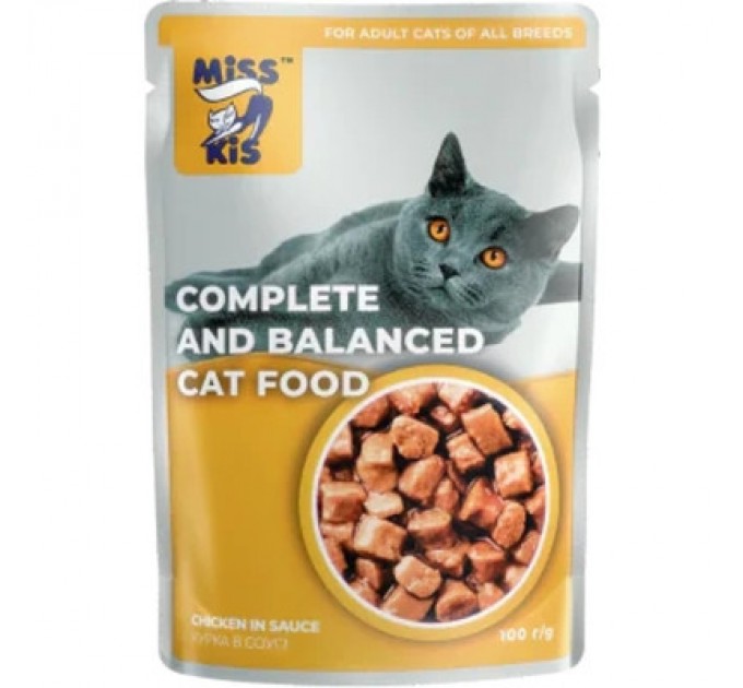 Mis Kiss Вологий корм для кішок Mis Kiss з куркою в соусі 100 г (4820164440179/4820111141456)