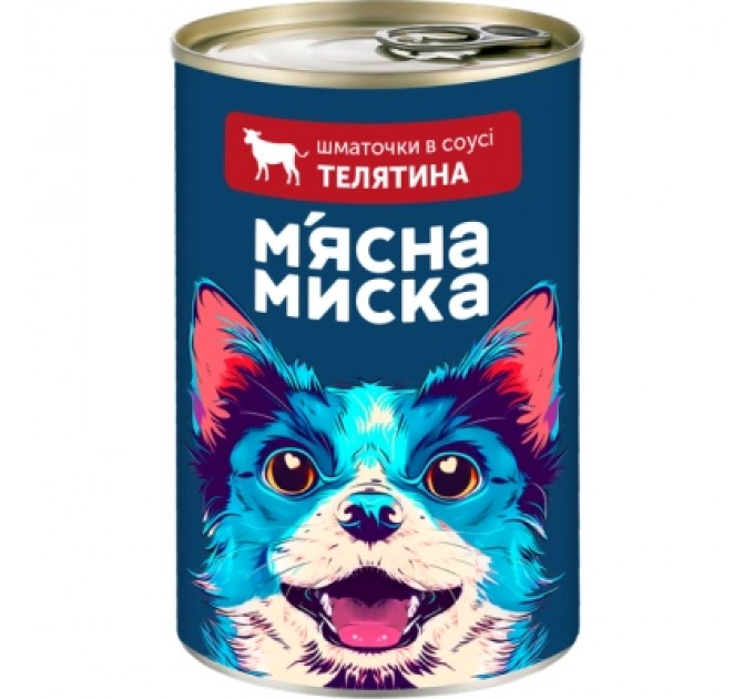 Консерви для собак М'ясна Миска шматочки в соусі з телятиною 415 г (4820255192154)