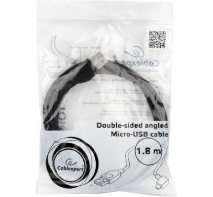 Cablexpert Дата кабель USB 2.0 AM to Micro 5P 1.8m кутовий Cablexpert (CC-USB2-AMmDM90-6)