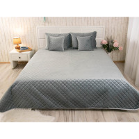 Покривало Руно двостороннє декоративне Velour Dark Grey ромб 150х220 см (360.55_Dark Grey ромб)