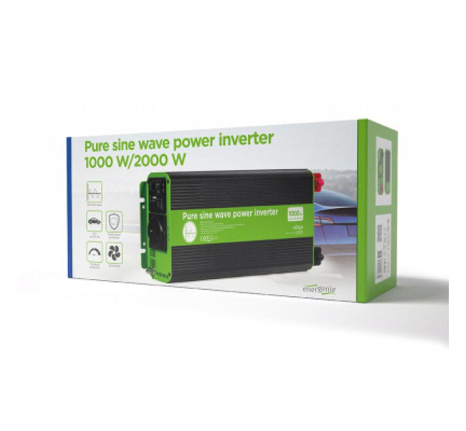EnerGenie Автомобільний інвертор 12V/230V 1000W (2000W peak power) чиста синусоїда EnerGenie (EG-PWC-PS1000-01)