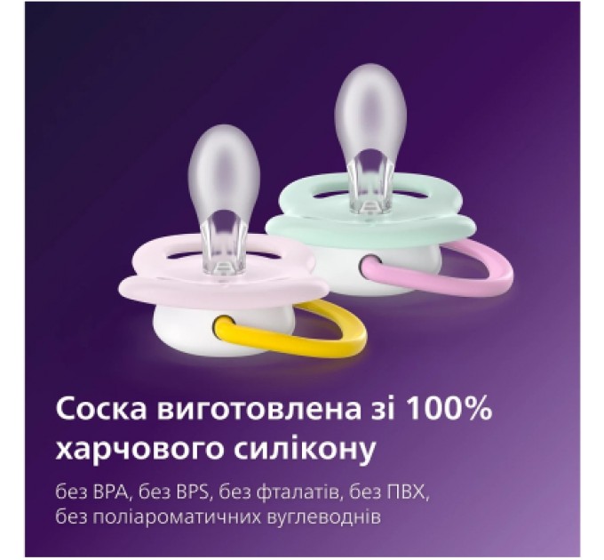 Philips AVENT Пустушка Philips AVENT Ultra Air 0-6 місяців 2 шт жовто-рожева (SCF080/24)