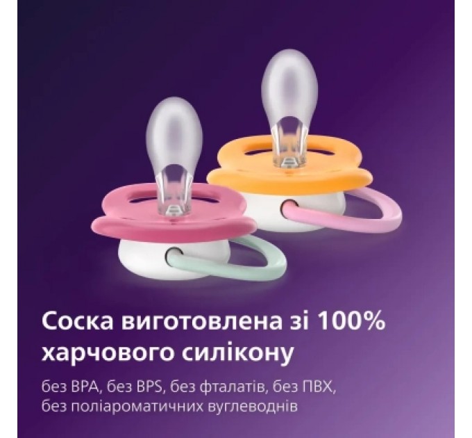 Philips AVENT Пустушка Philips AVENT Ultra Air 6-18 місяців 2 шт рожево-помаранчев (SCF080/27)