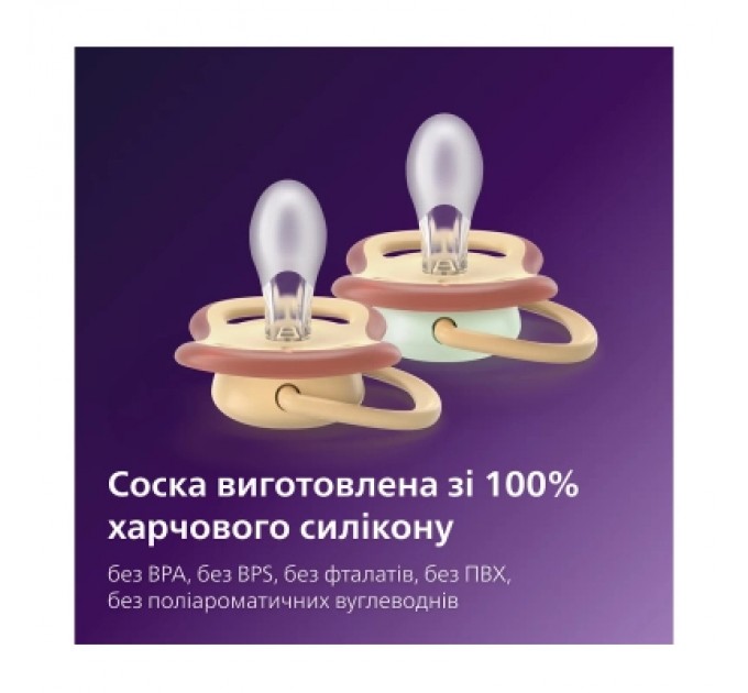 Philips AVENT Пустушка Philips AVENT Ultra Air 0-6 місяців 2 шт нейтральна, день/ніч (SCF087/09)
