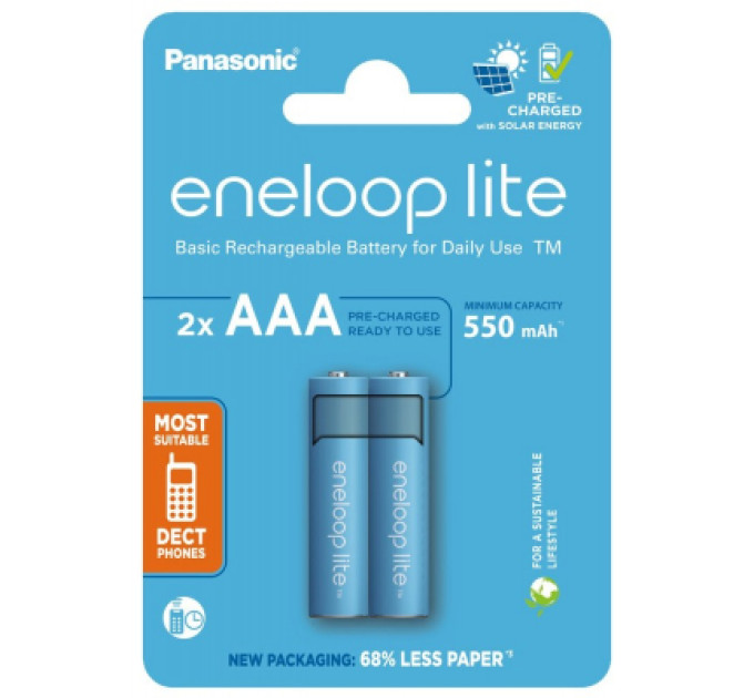 Panasonic Акумулятор Panasonic AAA Eneloop 550mAh Lite NI-MH * 2 (BK-4LCCE/2CP)