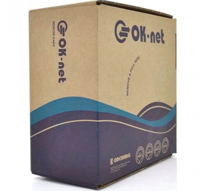 Кабель мережевий OK-Net UTP 100м cat.5e (U/UTP-cat.5Е-SL) (КПВ-ВП (100) 4*2*0,48 / 100)