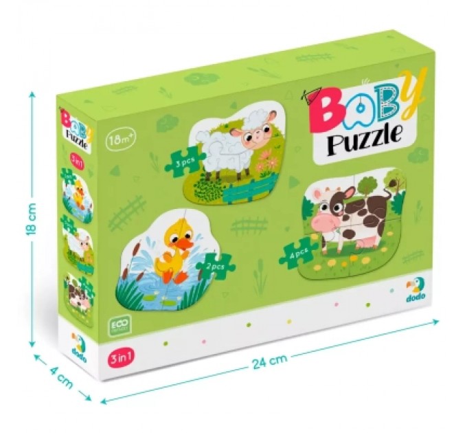 DoDo Пазл DoDo 3 в 1 Сільські тварини (300393)