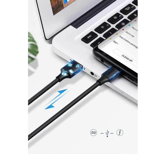 Ugreen Дата кабель USB 2.0 AM to Type-C 2.0m US287 Black Ugreen (60118)