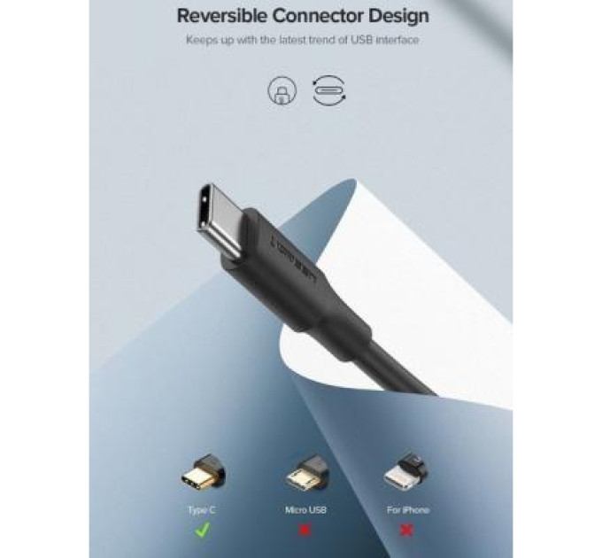 Ugreen Дата кабель USB 2.0 AM to Type-C 2.0m US287 Black Ugreen (60118)